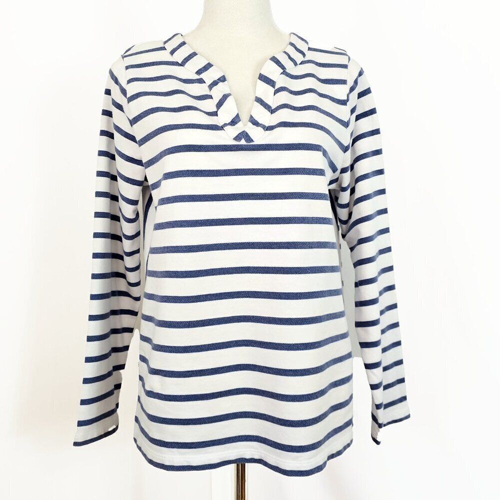 J.Jill Women's Long Sleeve Striped Nautical Top Medium